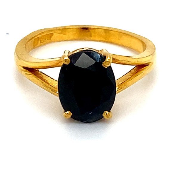 Blue Sapphire 3.42ct Solid 22K Yellow Gold Ring - Picture 1 of 8